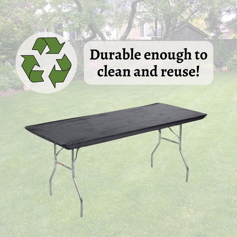 Kwik-Covers 8' Rectangular Plastic Table Covers 30" x 96" (8 Feet), (10 Pack, Black) - Image 4